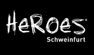 "HEROES Schweinfurt" Logo mit weißer Schrift auf schwarzen Hintergrund